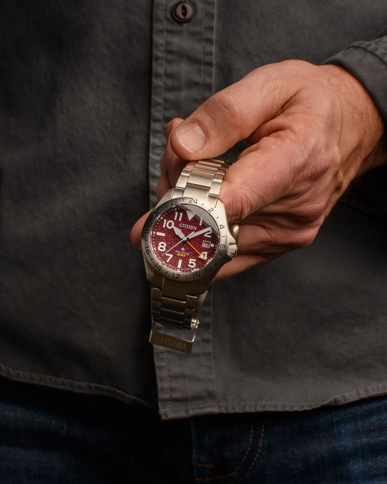 Promaster Land GMT Red Dial Stainless Steel Bracelet BJ7150-50W